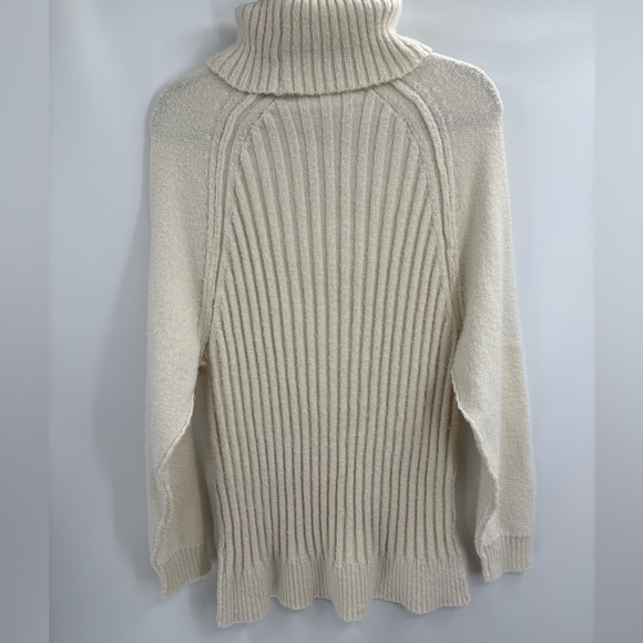 Altar'd State Off White Oversized FuzzyTurtleneck Ribbed Sweater Size Medium - Picture 6 of 14